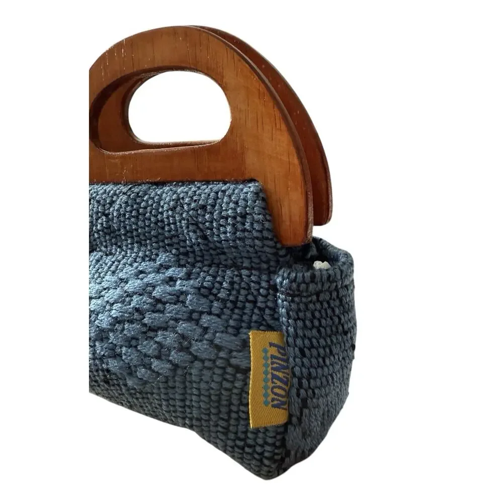Pinzon Purse Mini Bermuda Like Bag Made in Mexico Blue Crochet 5”